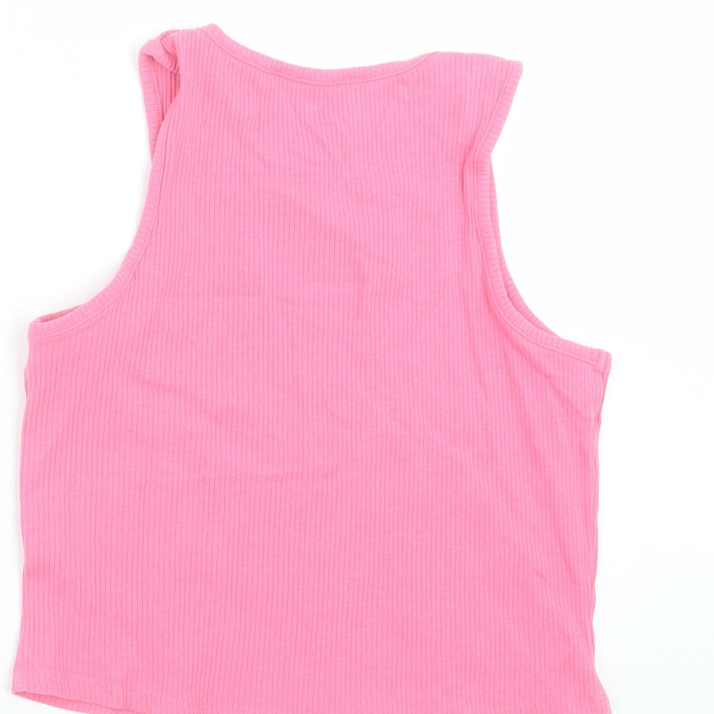 Select Womens Pink Cropped T-Shirt Size S - chilled out