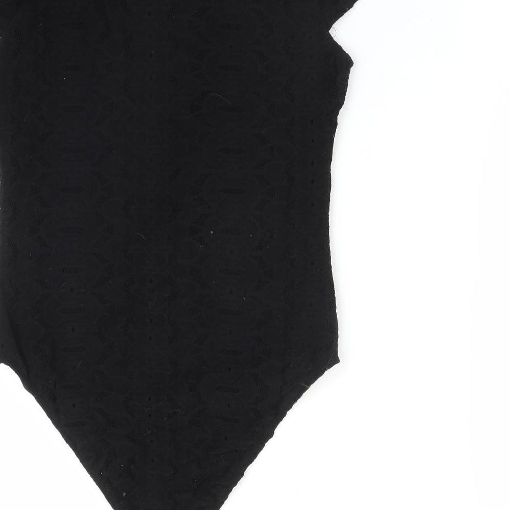 River Island Womens Black Geometric Bodysuit One-Piece Size 12