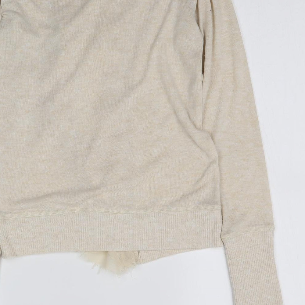 Poof Excellence Womens Beige Knit Cardigan Jumper Size S