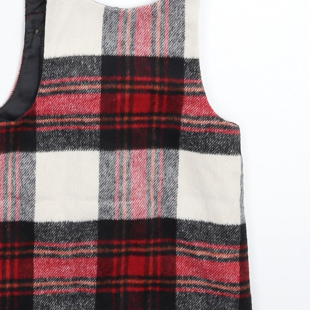 F&F Girls Multicoloured Check Pinafore/Dungaree Dress Size 12-18 Months