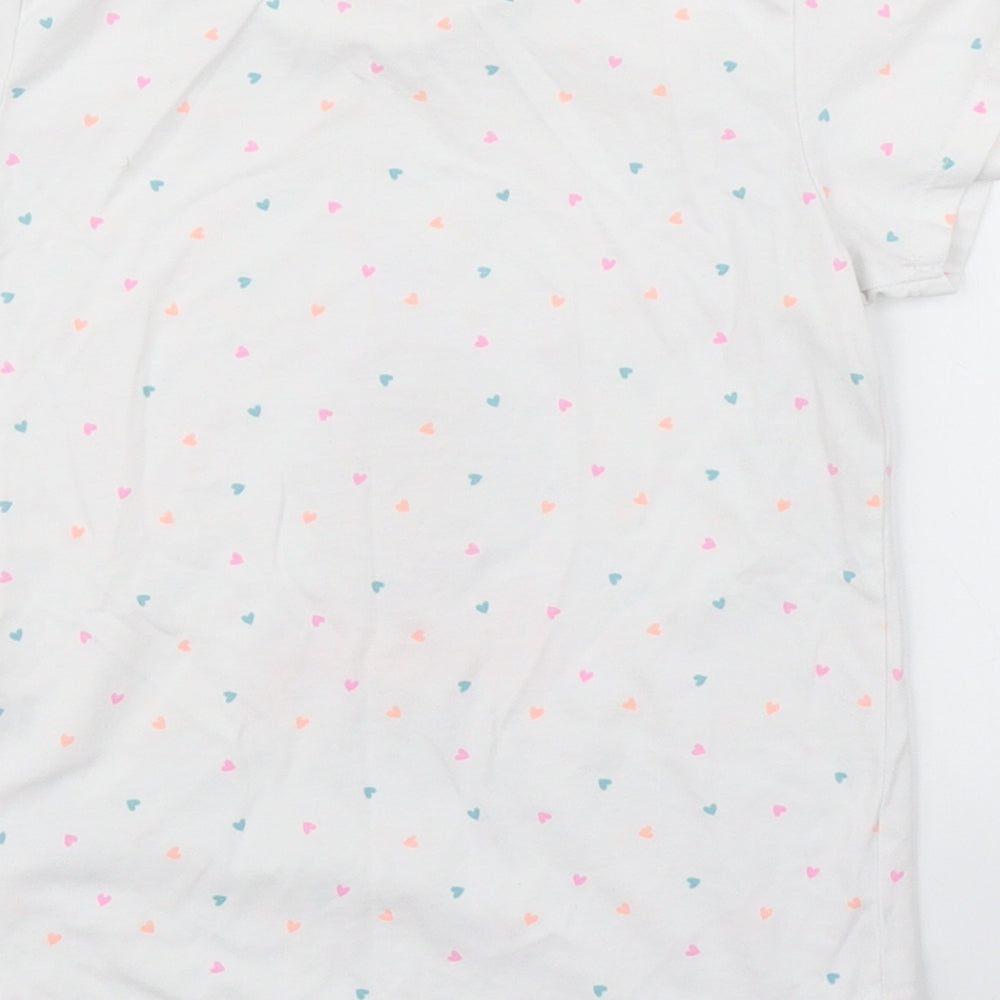 Matalan Girls White Spotted Basic T-Shirt Size 5-6 Years - Reversible sequins