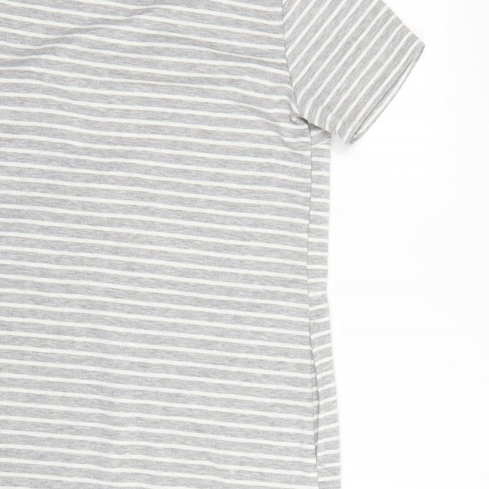 cool Womens Grey Striped T-Shirt Dress Size M