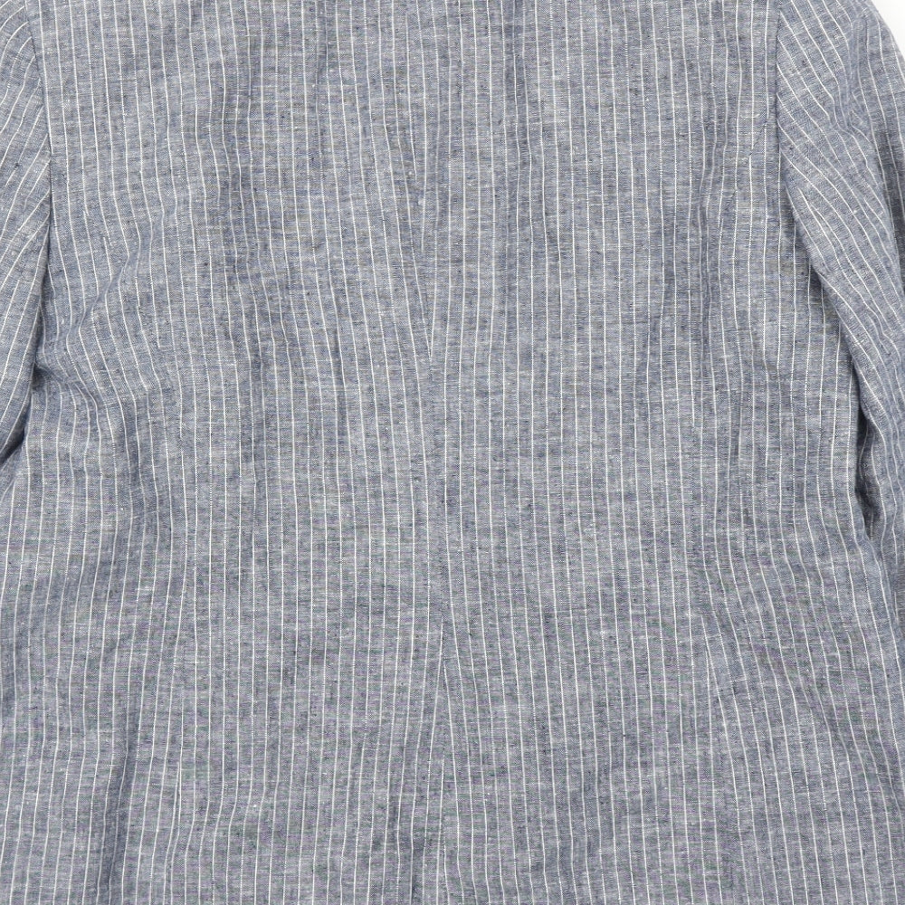 BM Womens Blue Striped Jacket Blazer Size 12