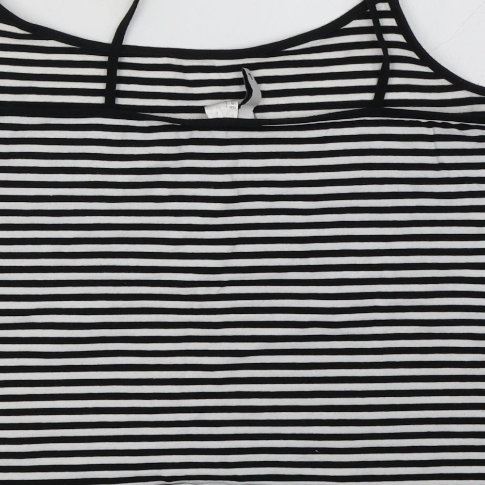 H&M Womens White Striped Basic Tank Size L