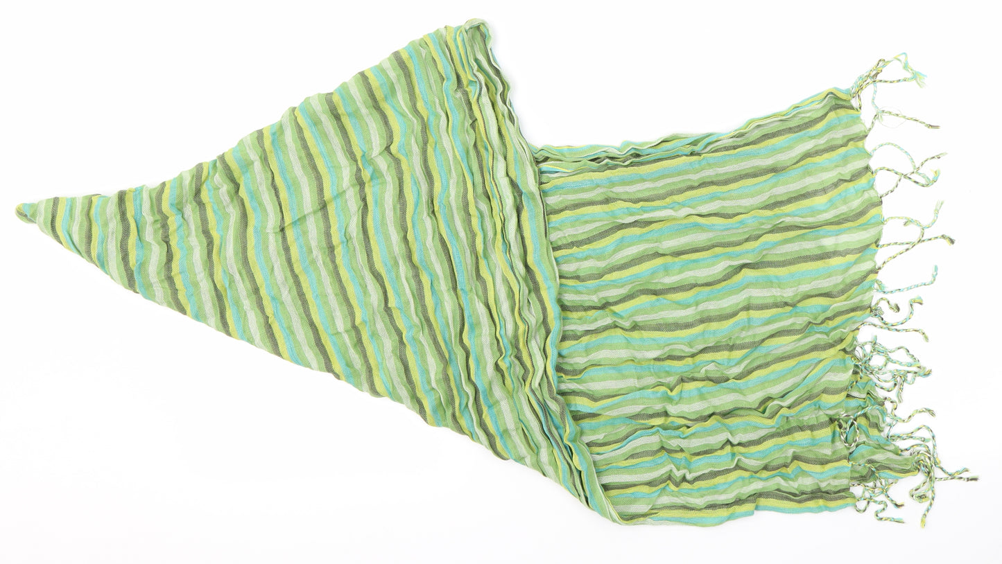 Preworn Unisex Green Striped Scarf