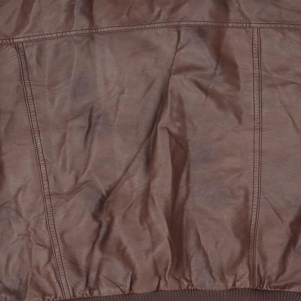 Cedar Wood State Mens Brown Bomber Jacket Coat Size M - Leather Look Jacket