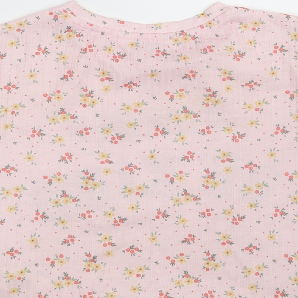 Primark Girls Pink Floral Cropped T-Shirt Size 11-12 Years