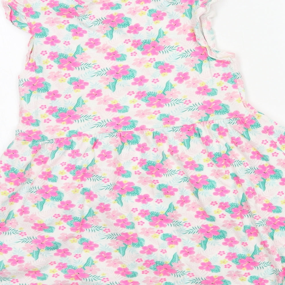Primark Girls Multicoloured Floral Jersey T-Shirt Dress Size 5-6 Years