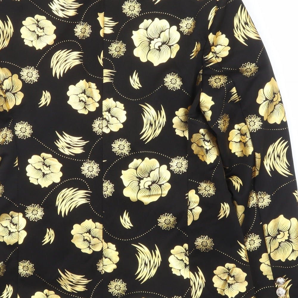 Preworn Womens Gold Floral Jacket Blazer Size M
