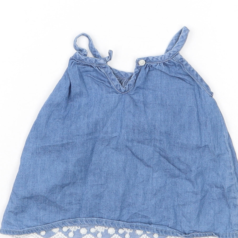 Matalan Girls Blue Floral Basic Tank Size 18-24 Months