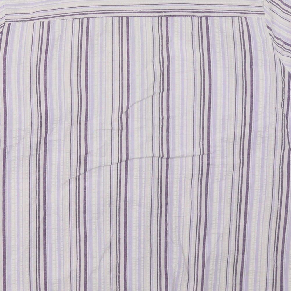Cotton Traders Womens Purple Striped Basic Button-Up Size 12