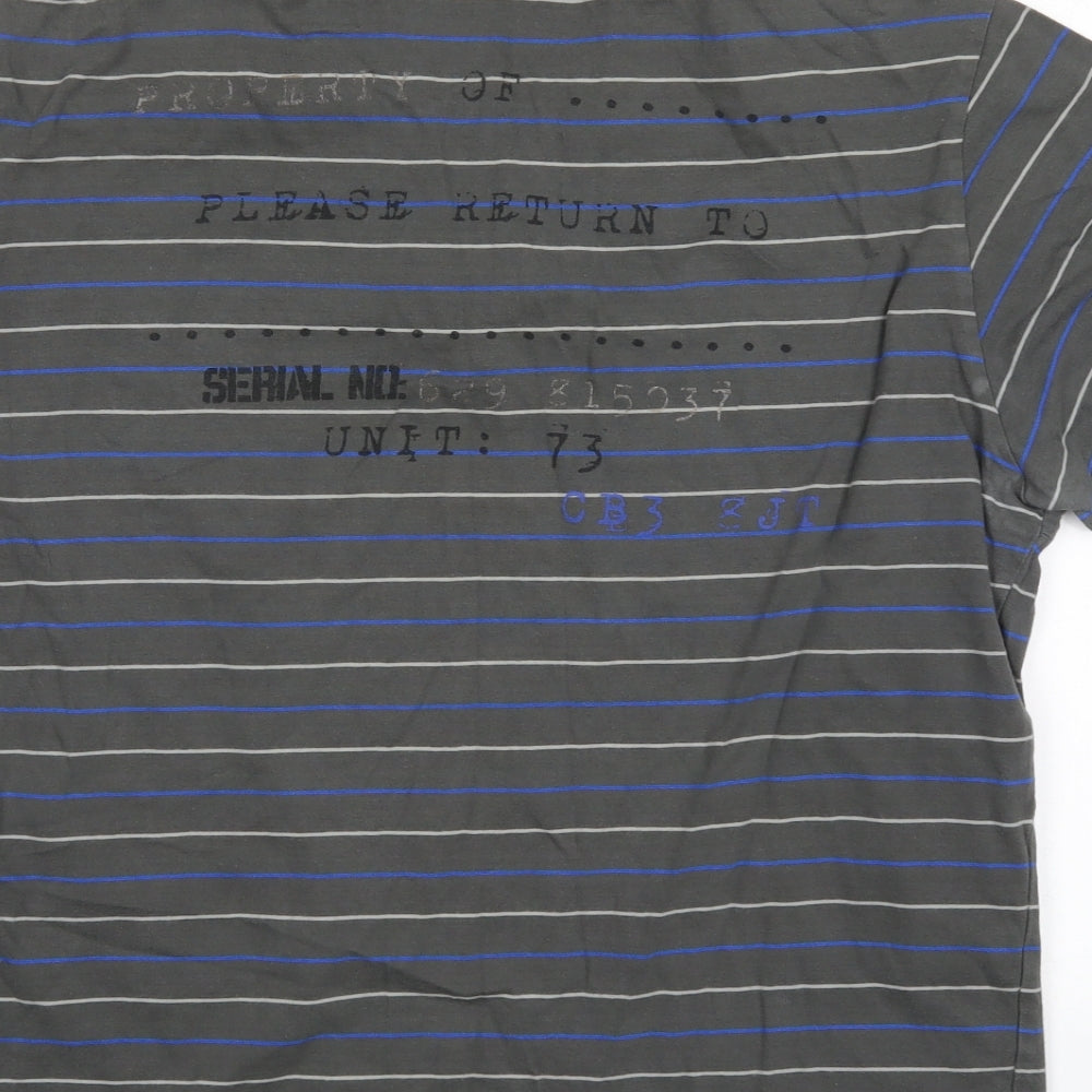 NEXT Mens Grey Striped Polo Size L