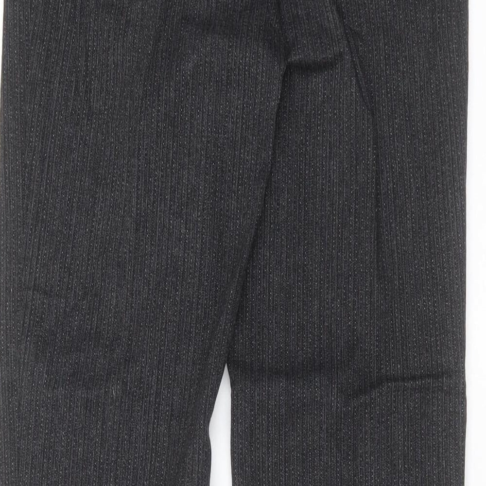 Marks and Spencer Womens Grey Striped Denim Straight Jeans Size 8 L28 in - short Leg