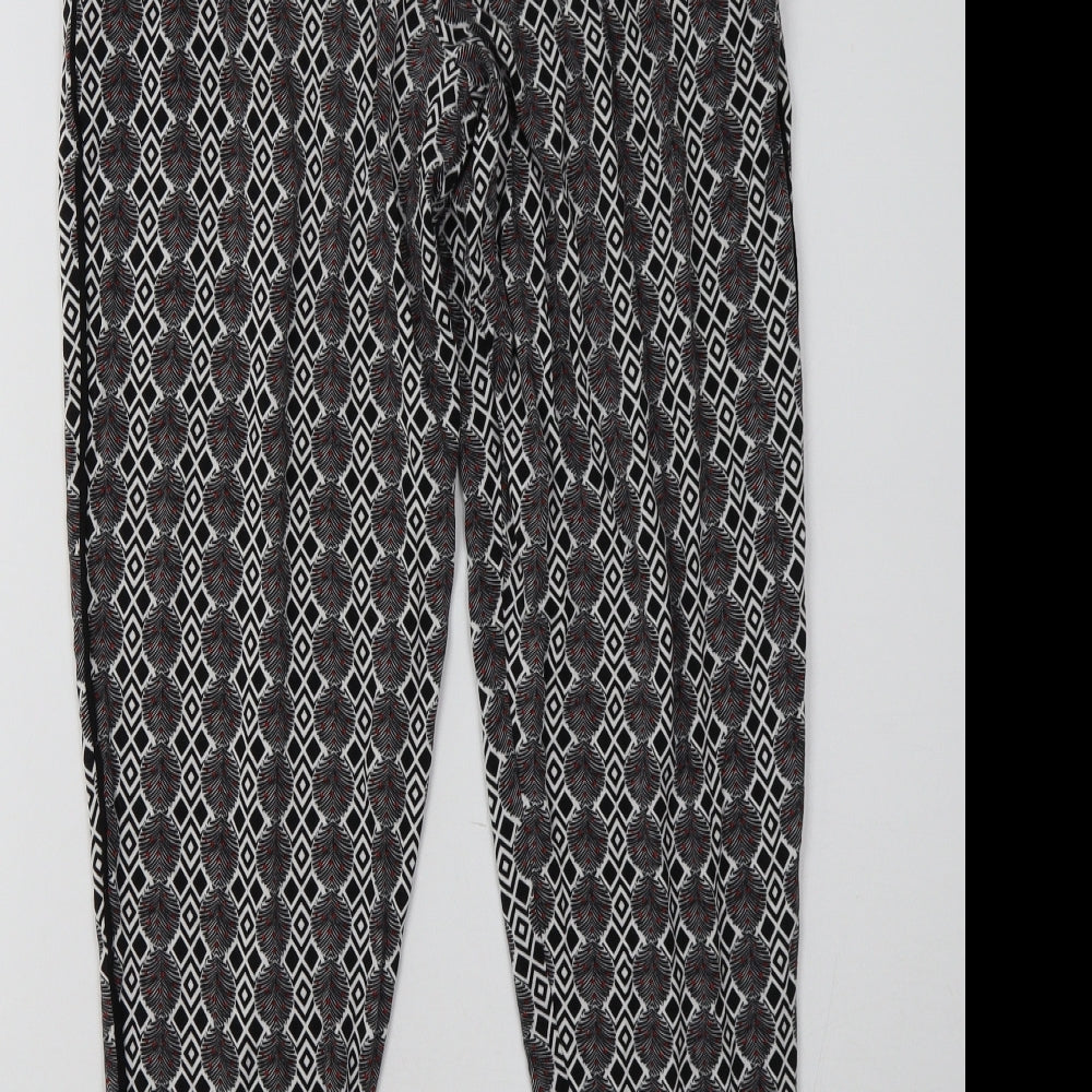 NEXT Womens Black Geometric Trousers Size 8 L28 in