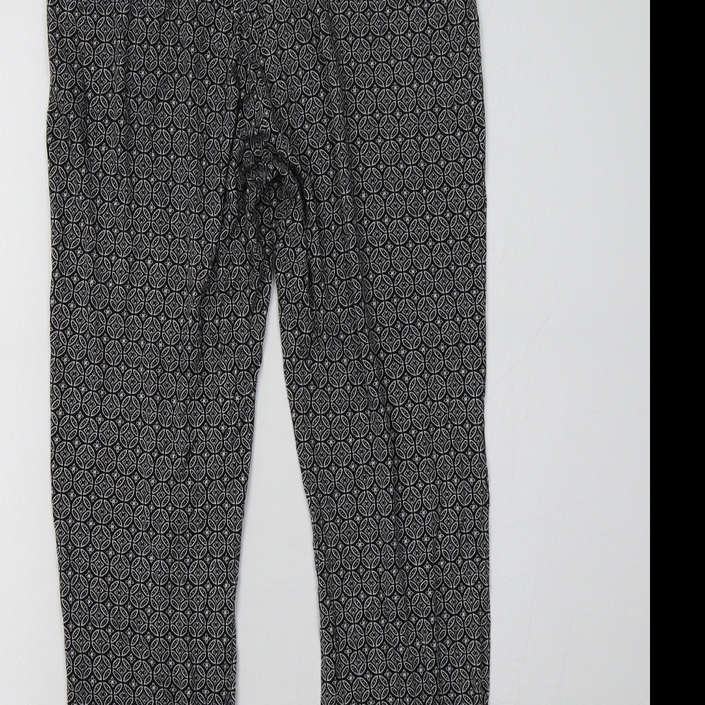 H&M Womens Black Geometric Trousers Size XS L30 in