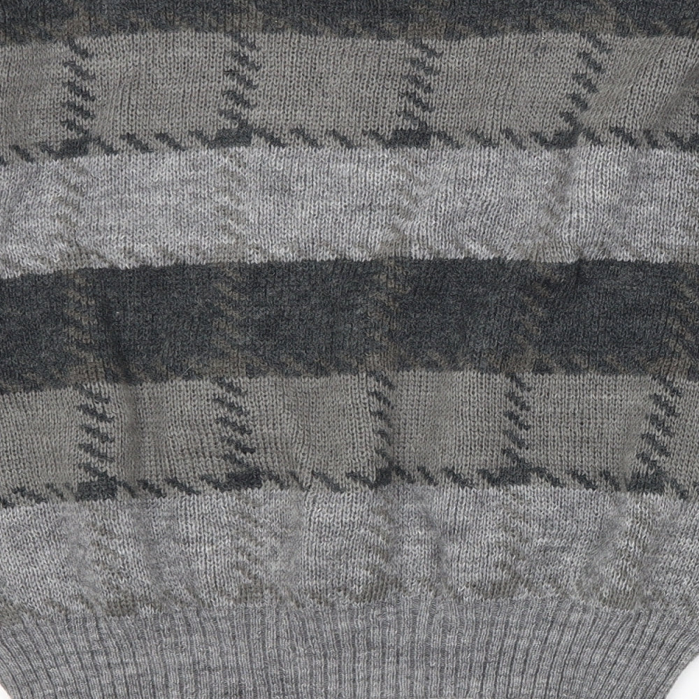Preworn Mens Grey Striped Pullover Jumper Size M