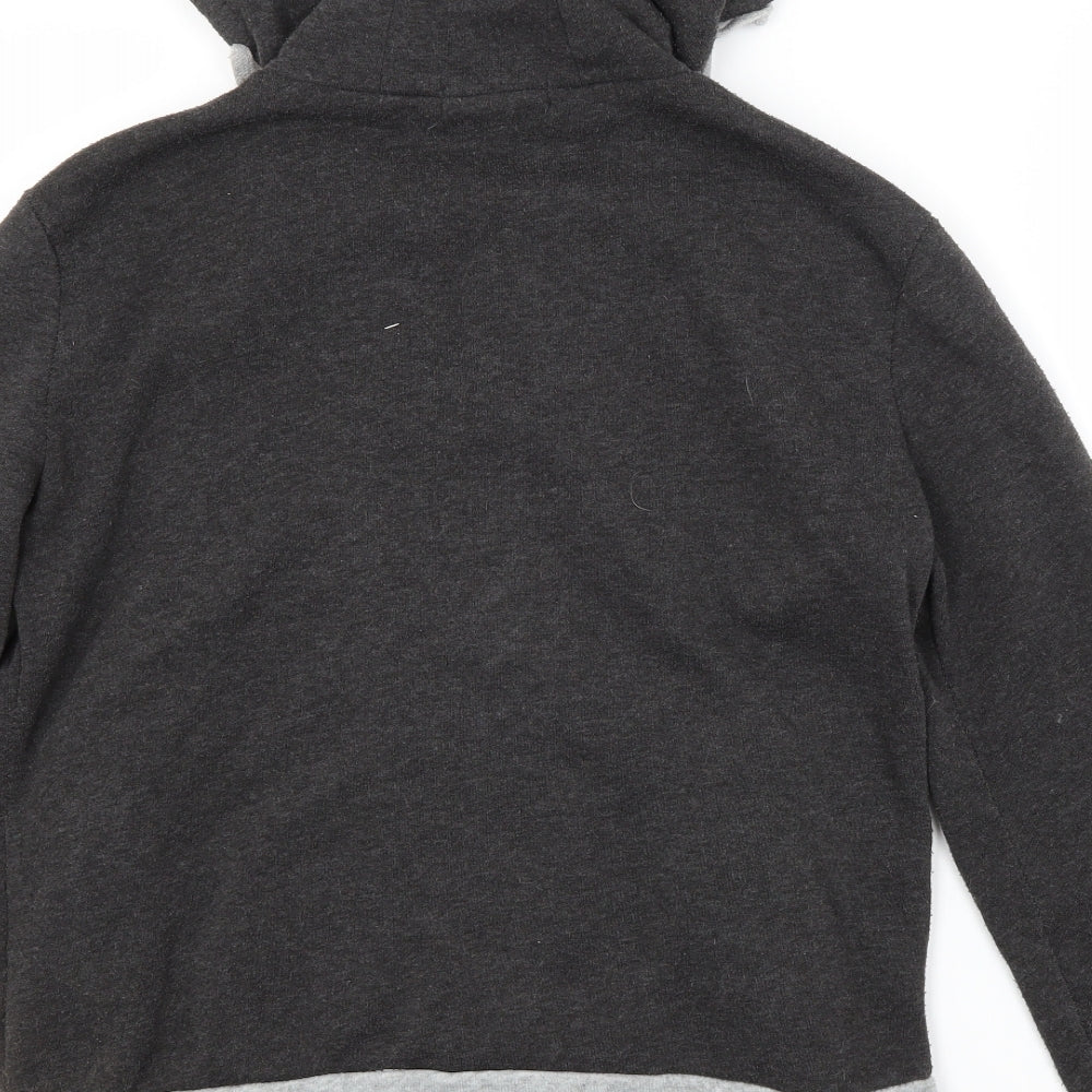 PEI XIANG Mens Grey Full Zip Hoodie