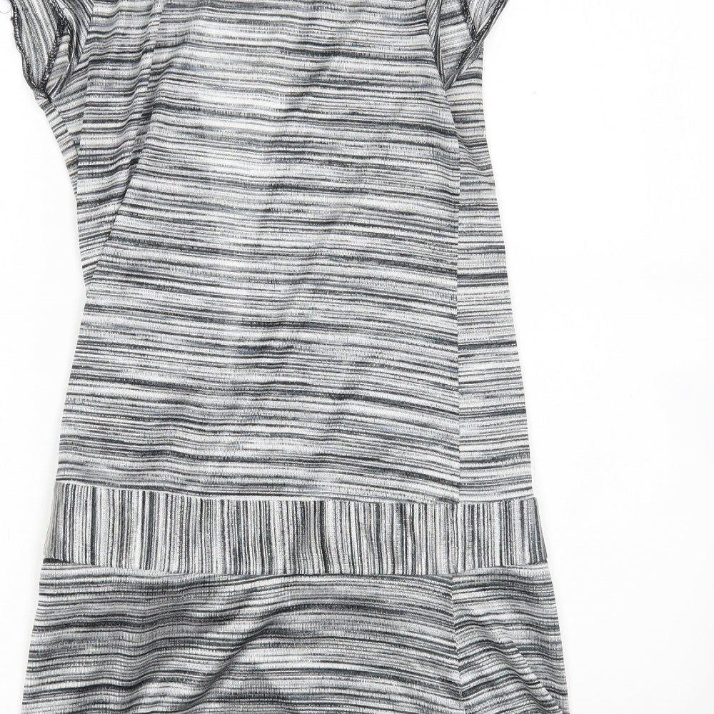 Miss Selfridge Womens Grey Striped Cardigan Jumper Size 12