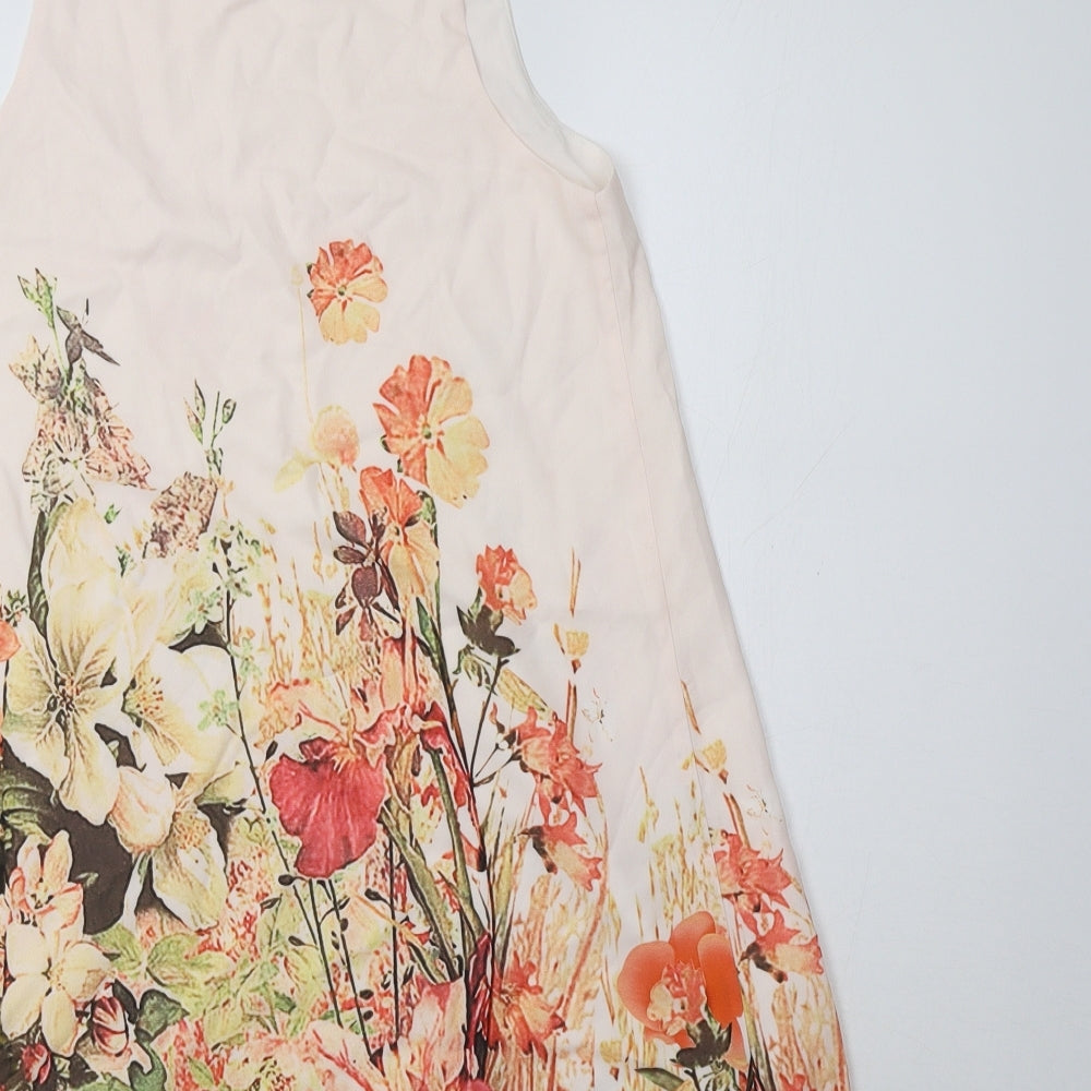 Preworn Womens Pink Floral A-Line Size S