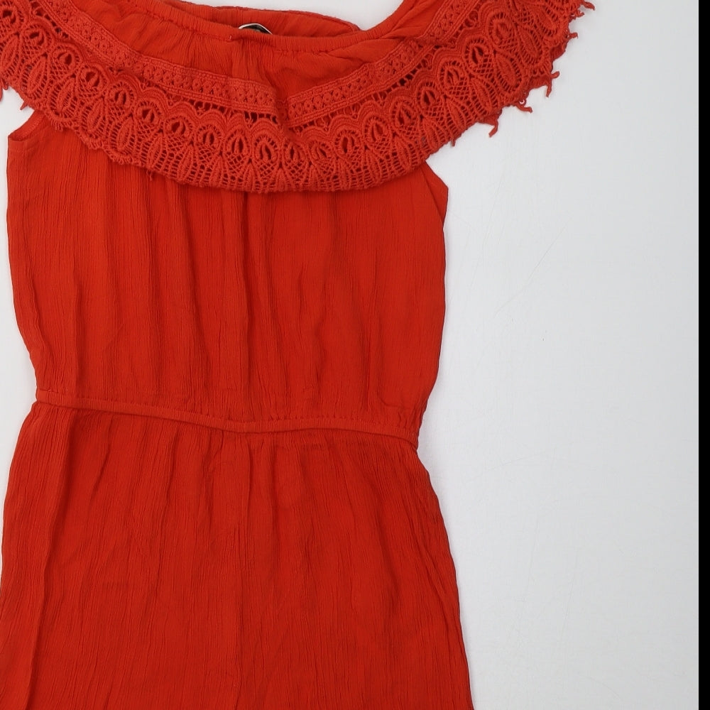 Miss Selfridge Womens Orange Playsuit One-Piece Size 12