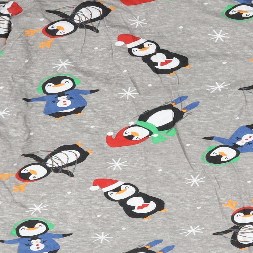 Mens Pyjamas Mens Grey Animal Print Pyjama Top Size S - PENGUINS CHRISTMAS
