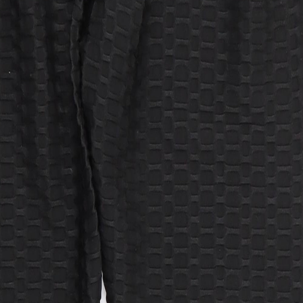 Preworn Womens Black Geometric Jegging Trousers Size L L28 in - Raised weave texture Ruched Seat