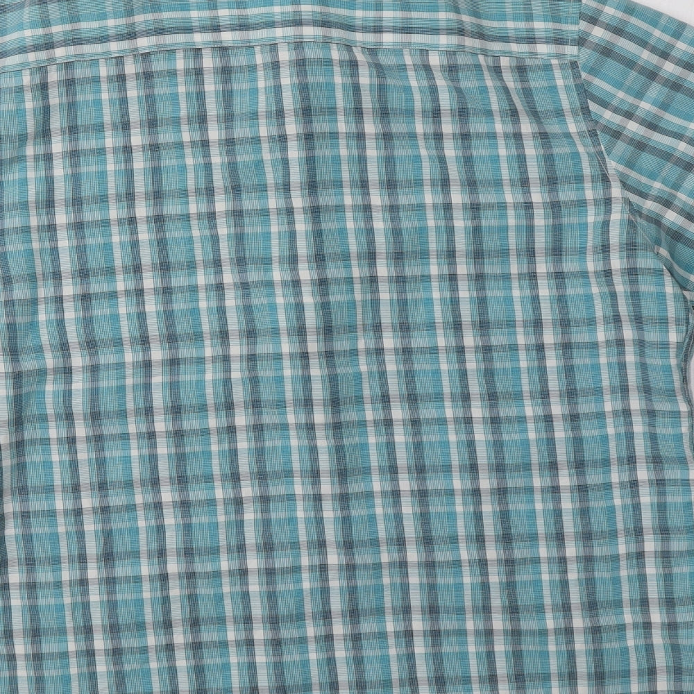 M&S Mens Blue Check Button-Up Size L
