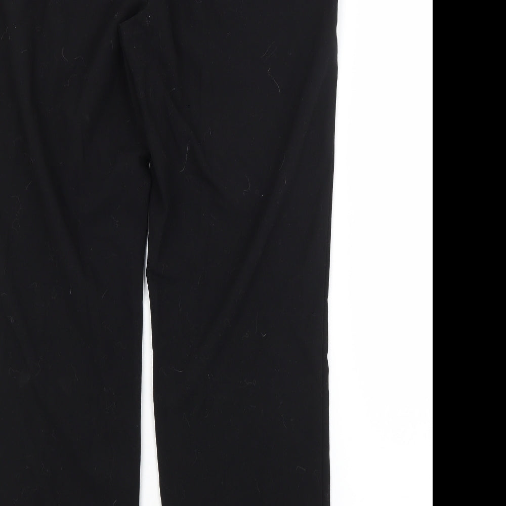 M&S Womens Black Polyester Trousers Size 14 L28 in Regular