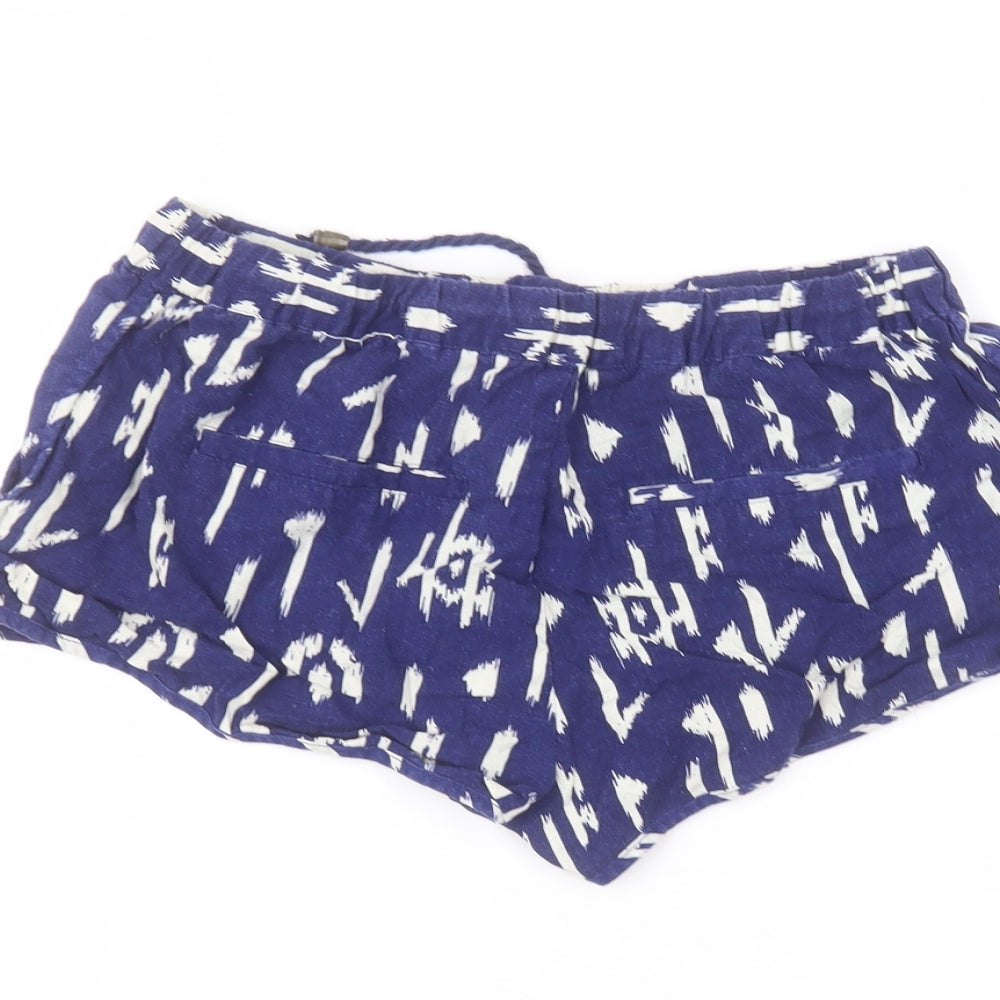 FOREVER 21 Womens Blue Linen Hot Pants Shorts Size M Regular