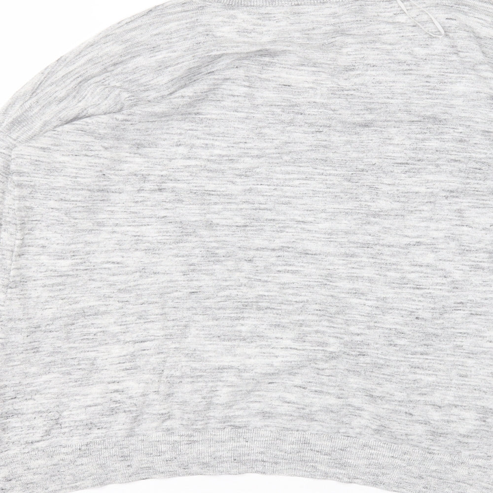 Marks and Spencer Womens Grey Polyester Basic T-Shirt Size 14 Round Neck