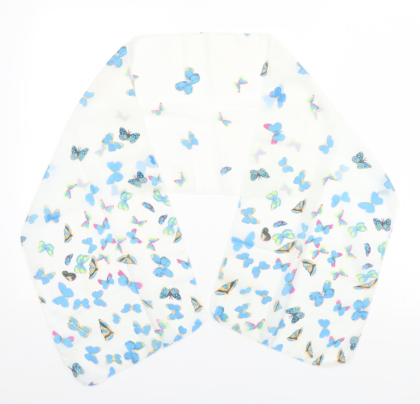 Poreworn Womens White Animal Print Polyester Scarf - Butterflies
