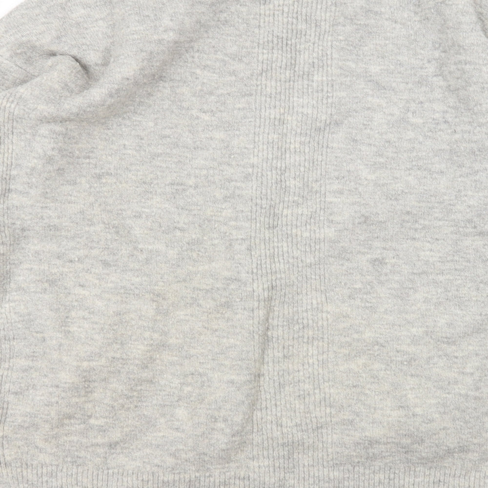 Preworn Womens Grey Round Neck Acrylic Cardigan Jumper Size M
