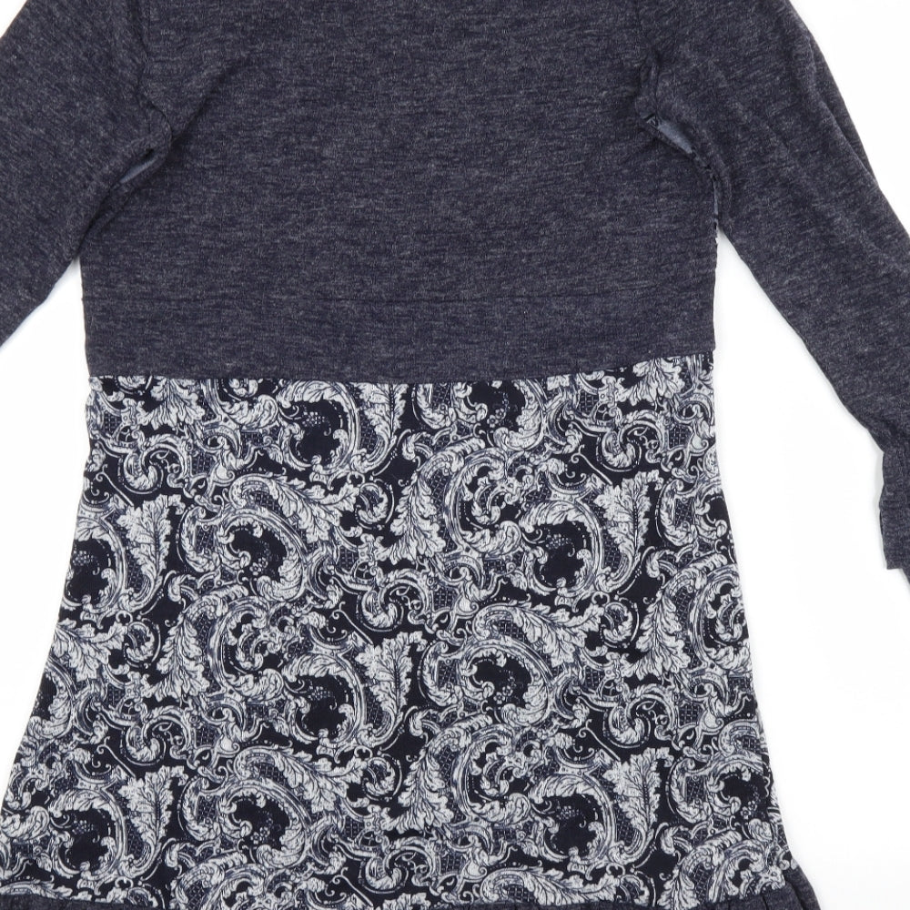 Sugar Crisp Womens Blue Paisley Acrylic Jumper Dress Size S Scoop Neck