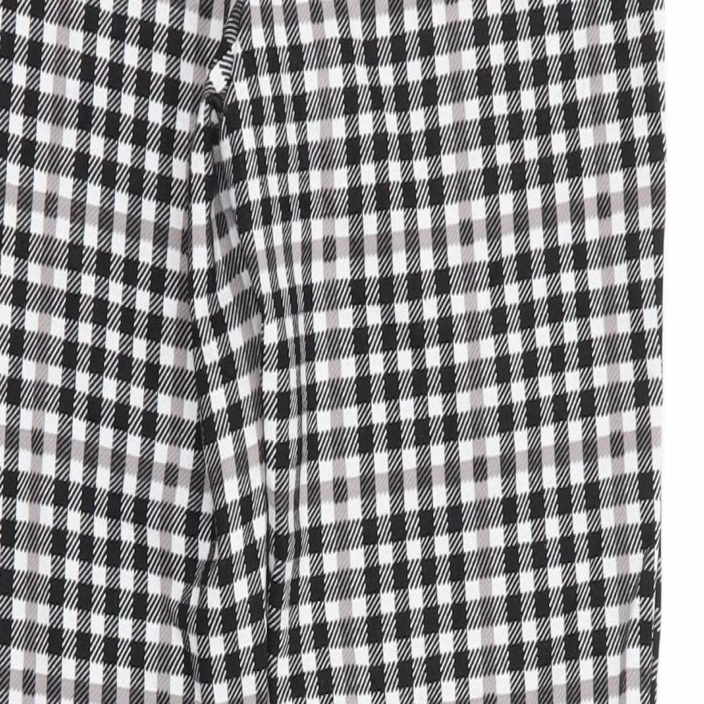 Marks and Spencer Womens Black Check Viscose Jegging Trousers Size 8 L27 in Regular - Black Taupe White Check