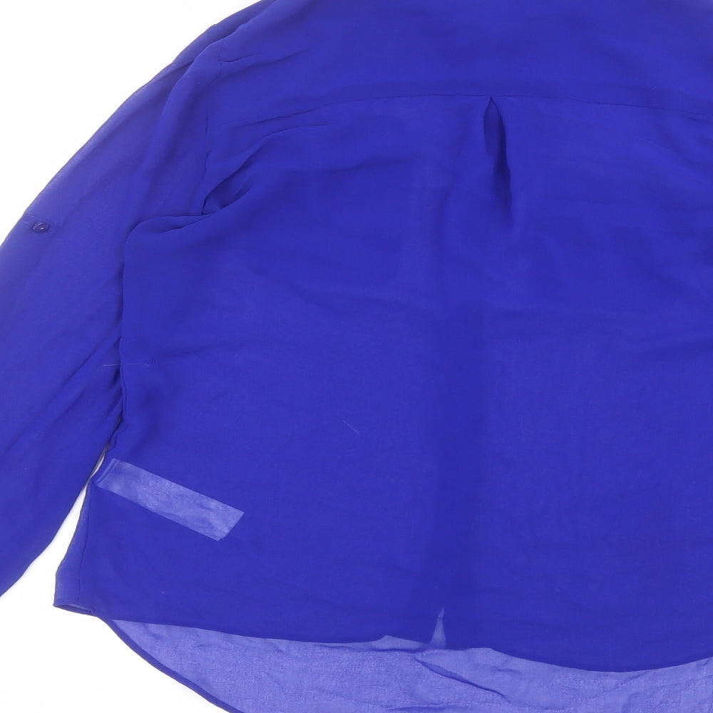New Look Womens Blue Polyester Basic Button-Up Size 8 Collared