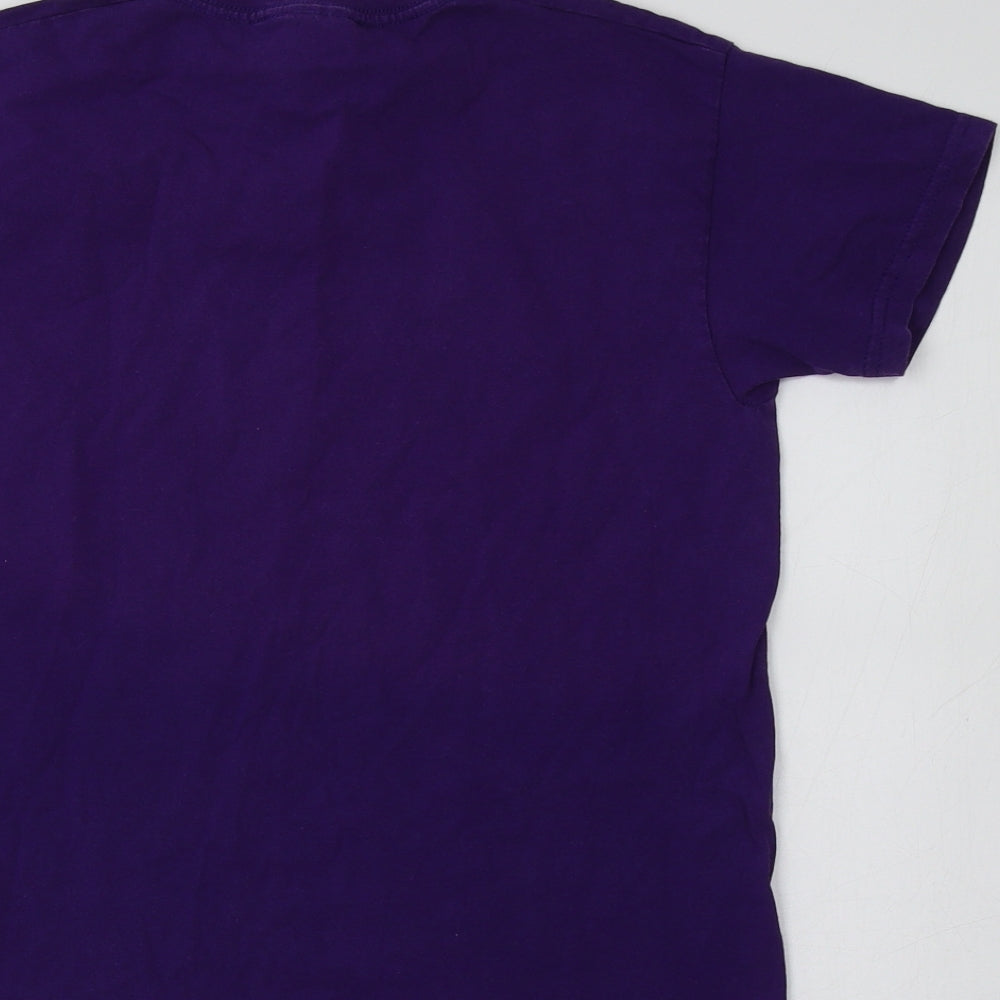 Fruit of the Loom Girls Purple Cotton Basic T-Shirt Size 9-10 Years Crew Neck - Gymnastics