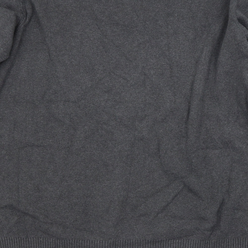 M&S Boys Grey V-Neck Cotton Pullover Jumper Size 15-16 Years - SCHOOL JUMPER