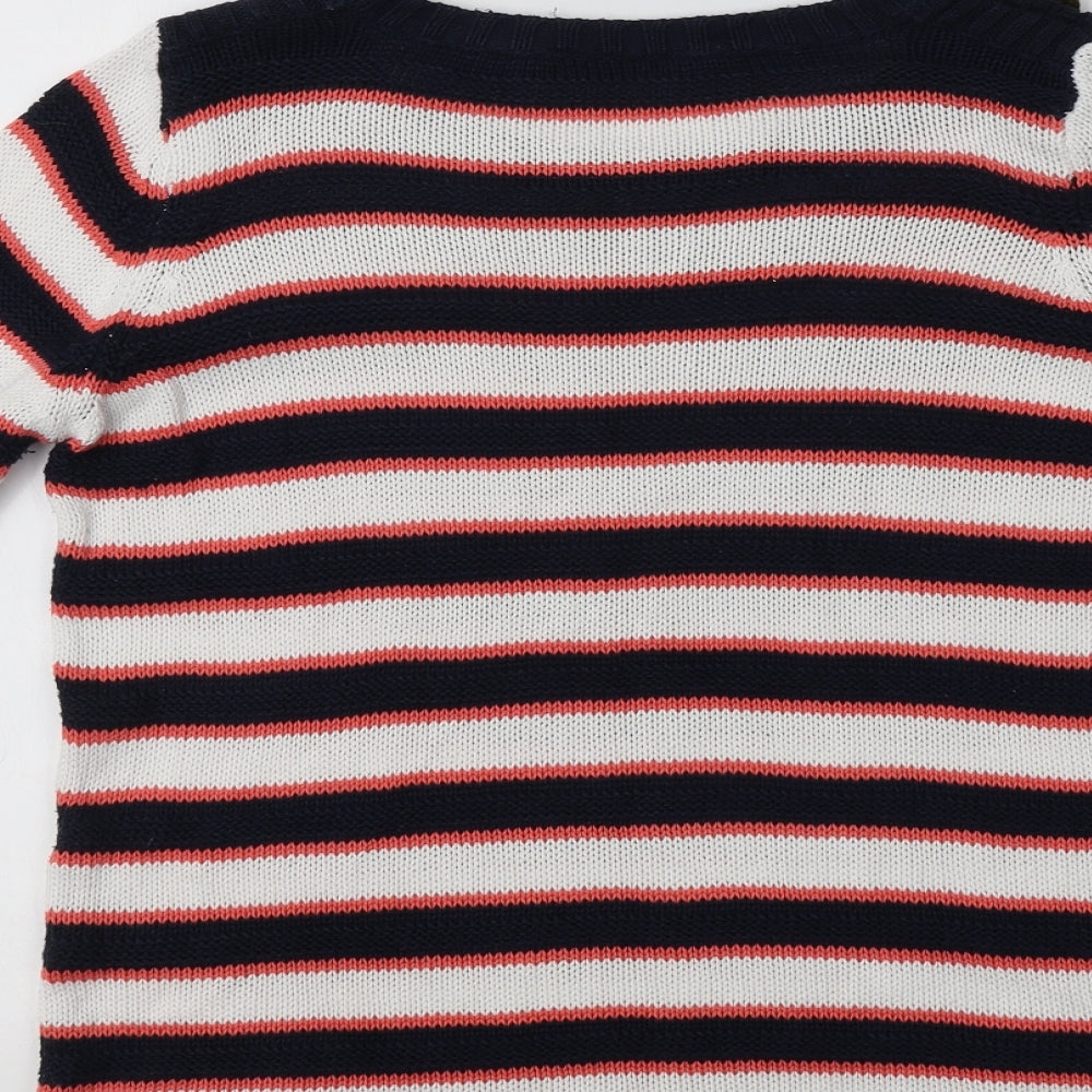 Preworn Womens Multicoloured Round Neck Striped Cotton Pullover Jumper Size M