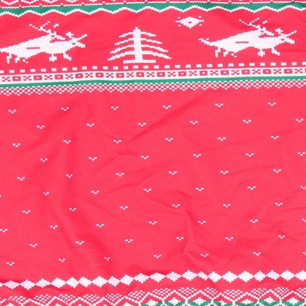 Preworn Mens Red Animal Print Cotton Pyjama Top Size L - Christmas Pyjama