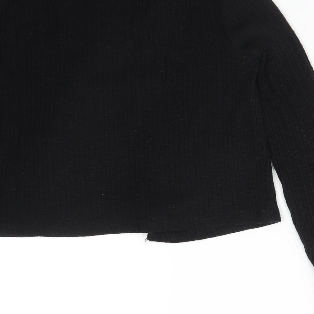 Boohoo Womens Black Striped Polyester Cardigan Jumper Size S