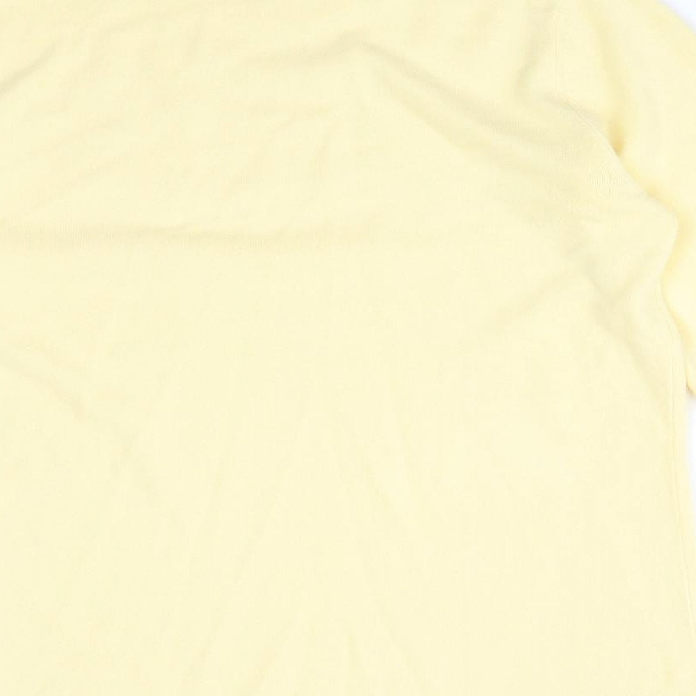 BONMARCHE Womens Yellow Acrylic Basic T-Shirt Size S High Neck