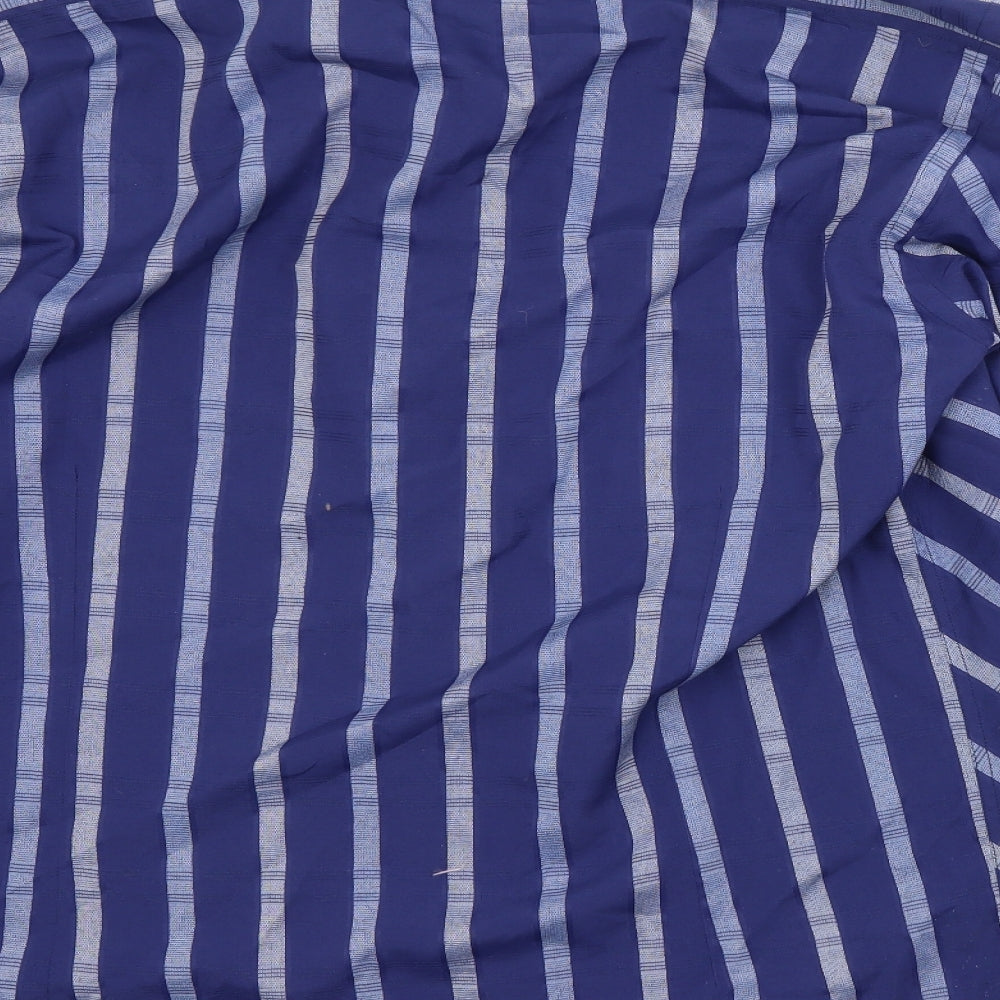 MATINEE Mens Blue Striped Polyester Button-Up Size L Collared