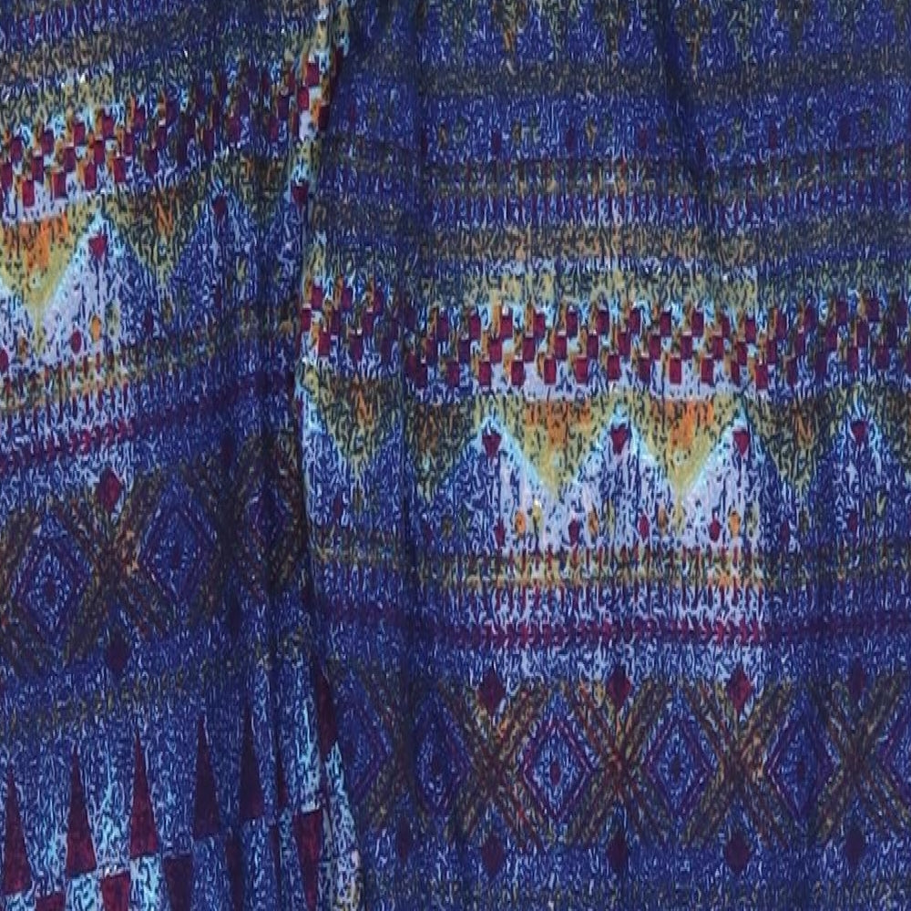 Preworn Womens Blue Geometric Polyester Jegging Trousers Size S L25 in Regular - Cropped Red Orange Blue Yellow abstract
