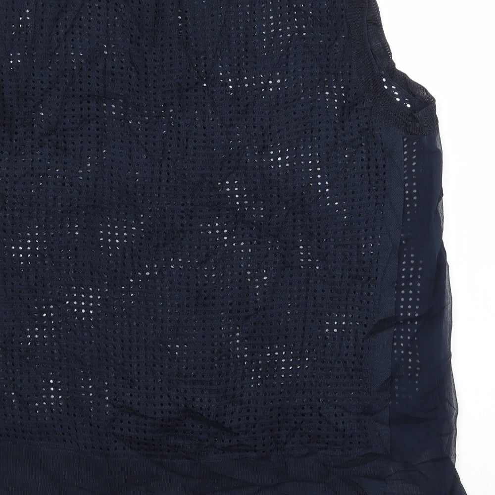 NEXT Womens Blue Viscose Basic Blouse Size 14 Crew Neck