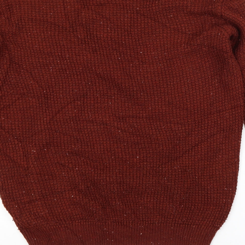 Cedar Wood State Mens Brown Crew Neck Acrylic Pullover Jumper Size S