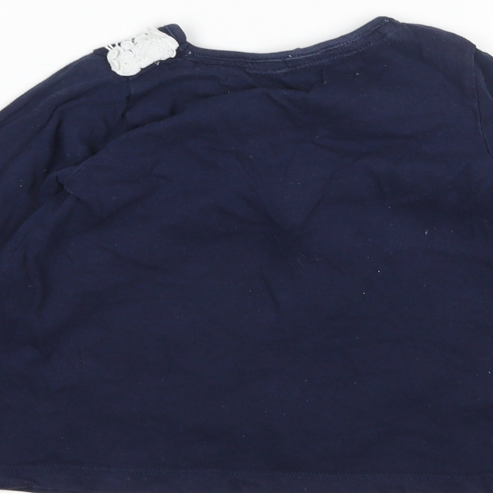 Crafted Girls Blue Cotton T-Shirt Dress Size 12-18 Months Round Neck