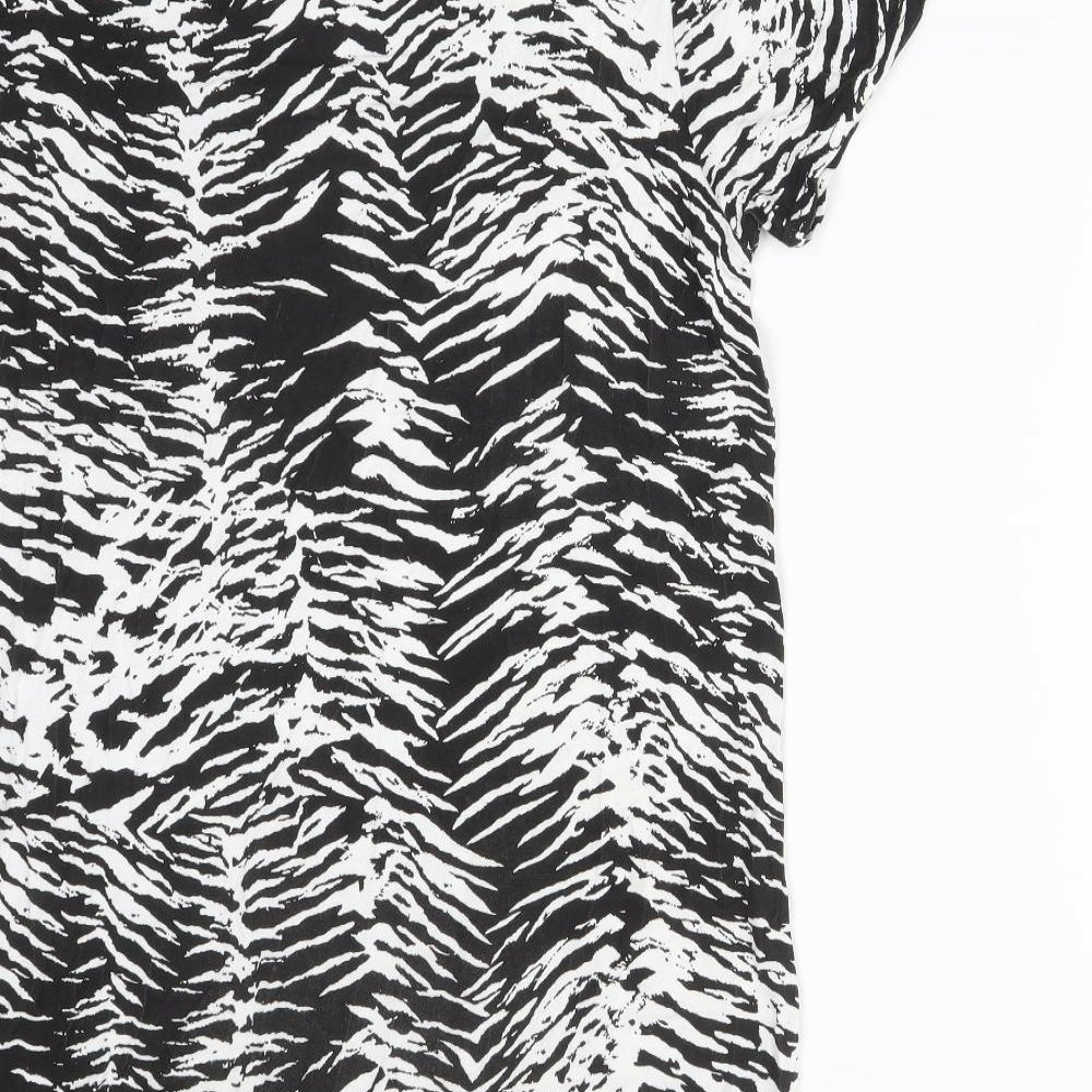PRETTYLITTLETHING Womens Multicoloured Animal Print Viscose Basic T-Shirt Size 10 Crew Neck