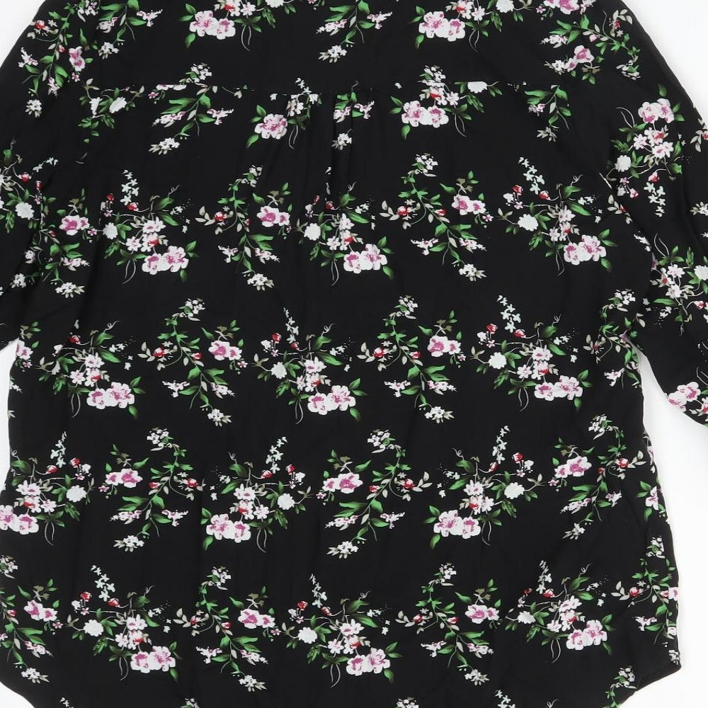 Atmosphere Womens Multicoloured Floral Basic T-Shirt Size 10 V-Neck