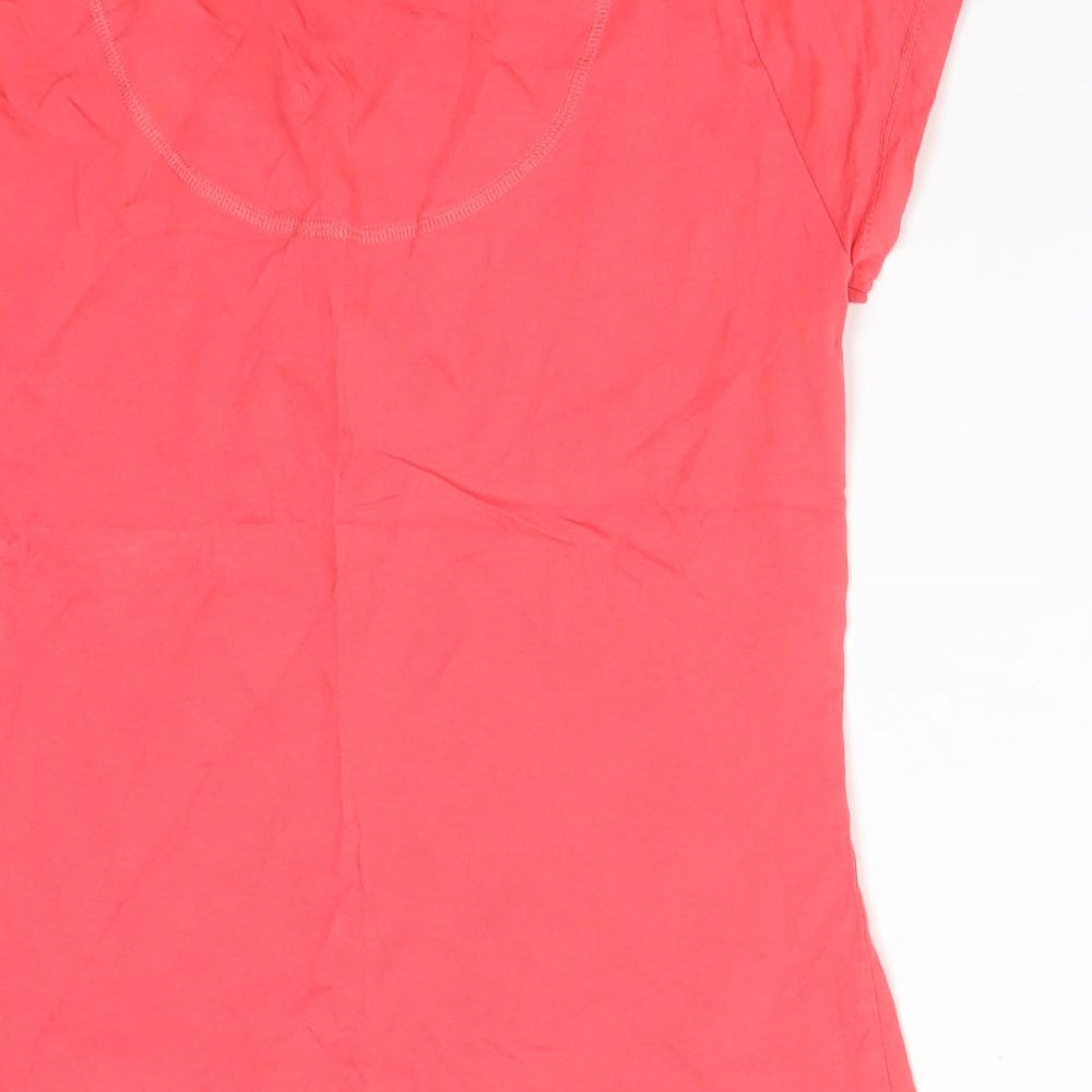 M&S Womens Pink Cotton Basic T-Shirt Size 10 Round Neck
