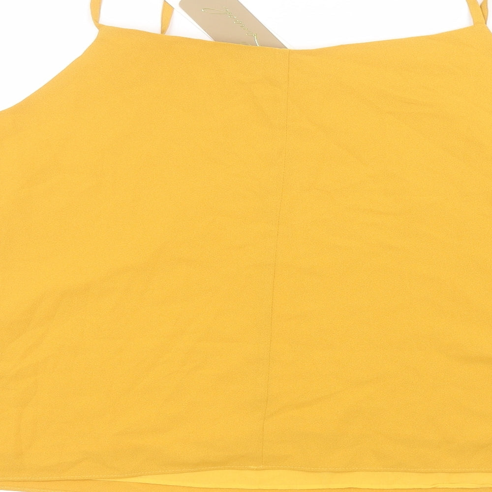 Remesh Womens Yellow Polyester Basic Blouse Size 2XL Round Neck